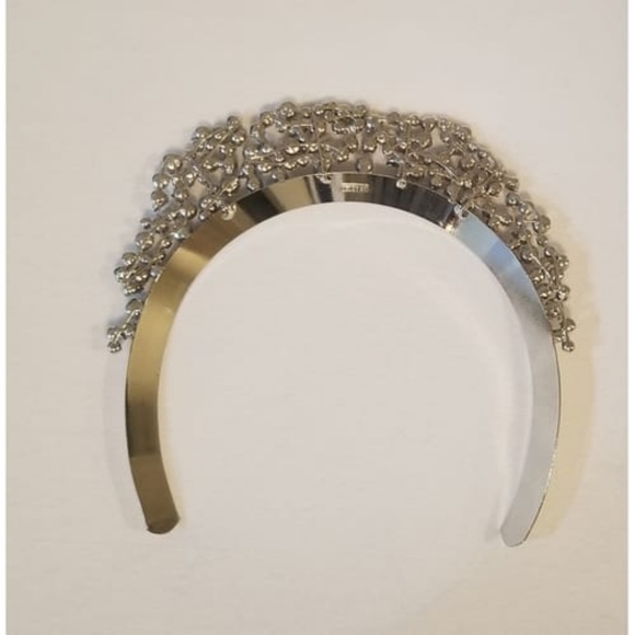LELET NY Silver Mattar Crystal Crown Headband Swarovski Bridal Wedding Holidays - Picture 9 of 16